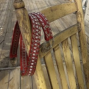 Red vintage rhinestones Western belt